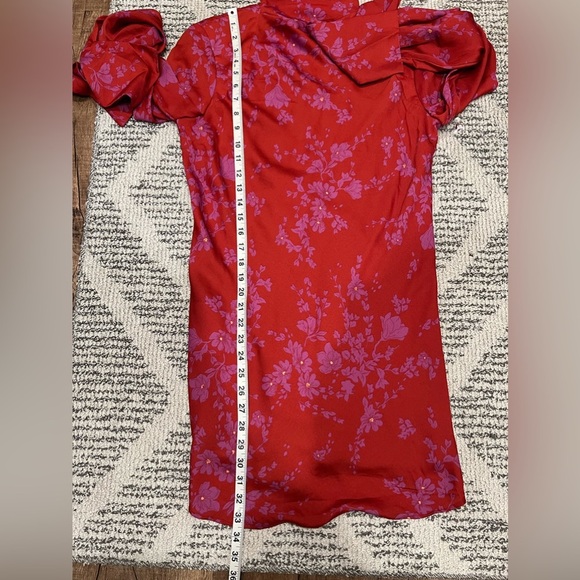 Free People Aries Red Floral Long Sleeve Open Back Mini Dress size Small - Picture 13 of 14